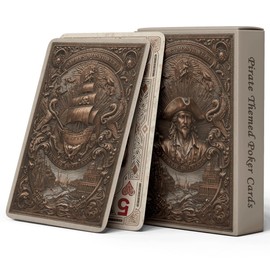 Must-Have Playing Cards For Hardcore Gamers, Maritime Storm Themed Playing Cards, Bronze Tone Vintage Style, 54 Unique Illustrations, International Standard Size Compatible With All Card Games