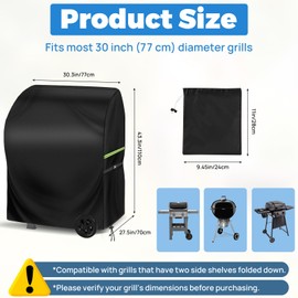 KHAMAL Small BBQ Cover - Barbecue Cover Waterproof, 420D Heavy Duty Oxford Fabric BBQ Cover for Weber, Char-Broil - 77x70x110cm