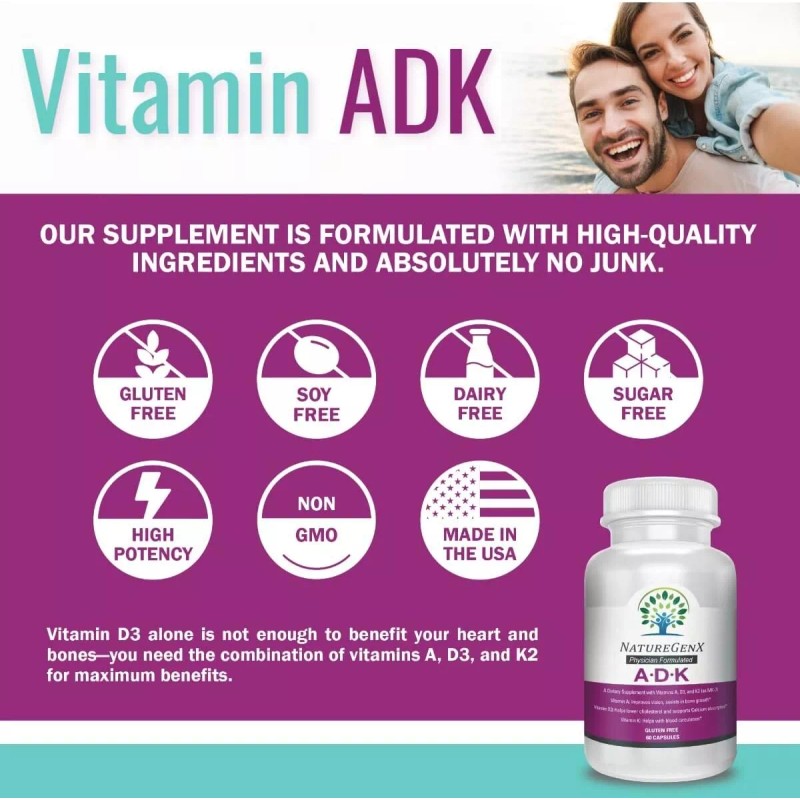 Vitamins ADK Vitamin Supplement 5000 IU Vitamins A, D3, and