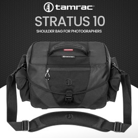 Tamrac Stratus 10 Camera Bag for Photographers, Camera Case for Photography Accessories, Shoulder Bag for DSLR and Mirrorless Cameras, Crossbody Camera Bag with Tripod Holder Strap - Black