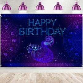 Constellation Aquarius Banner Happy Birthday Backdrop Astronomy Themed Zodiac Gift Aquarius Gift for Women Men Aquarius Party Aquarius Birthday Party Supplies Zodiac Birthday Party Decorations Décor