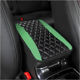 XINLIYA Car Center Console Cushion Pad, Universal Leather Waterproof Armrest Seat Box Cover Protector,Comfortable Car Decor Accessories Fit for Most Cars, Vehicles, SUVs (Green-2)