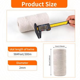 Joyberg 984 Feet/300 Meters Cotton String White String for Crafts Artwork Gardening Gift Wrapping Cotton Twine String Threadcord