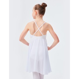 tanzmuster ® Alma Ballet Dress Girls Straps Soft Cotton with Long Chiffon Skirt for Children's Ballet, White
