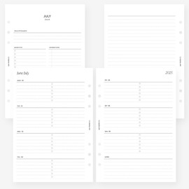 MAY PAPER CO. 2025/2026 A5 Weekly Planner Refill, Week on Two Page Planner Insert for Filofax A5 and LV GM 6 ringed Agenda (Horizontal Lined with Tasks)
