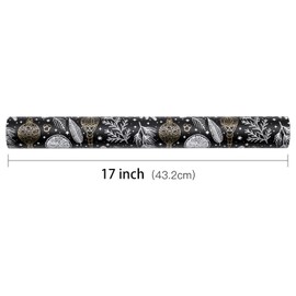 RUSPEPA Christmas Wrapping Paper Roll - Mini Roll - Black and Gold Pinecone and Leaf Black Pattern Great for Christmas, Holiday, Party and More - 17 Inches X 32.8 Feet