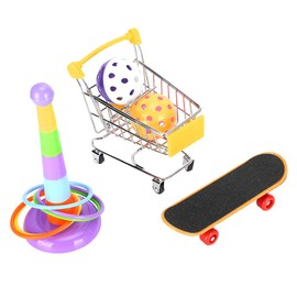 EVTSCAN Bird Training Toys, Parrot Intelligence Toy, Mini Shopping Cart Basketball Stacking Rings Bird Toy Bell Balls Trick Tabletop Toys