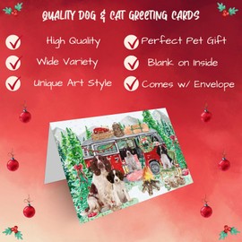 Doggie of the Day Christmas Camper Springer Spaniel Dog Note Cards - Adorable Pets Invitation Cards with Envelopes - Pet Artwork Christmas Note Cards (1 Note Card)