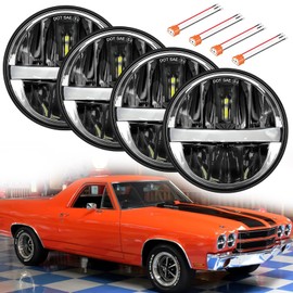 UNI-SHINE 5 3/4'' 5.75 inch LED Headlights Round 4pcs Reflector Hi/Lo Beam with DRL Sealed Beam H5001 H5006 fit for Peterbilt 349 359 fit for Impala 59-76 fit for Dodge