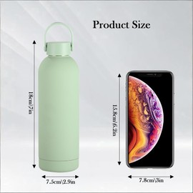 Handbag Water Bottle 350ml - Insulated Water Bottle with Handle Lid Travel Waterbottle Leak-Proof & Slim with Non-Slip Base 24H Cold 12H Hot BPA Free (Avocado Green)