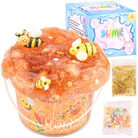 DIY Honey Themed Slime Party Favors for Kids - 10oz Scented Slime with Golden Glitter & Bee Add-in, Super Soft, Great Birthday Gifts for Girl and Boys, Christmas Stocking Stuffers