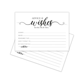 Gwency Design Advice and Wishes Cards, (50 Cards) 4'' x 6'' Blank Wishes Cards for the Mr and Mrs, Bride and Groom, Wedding, Party, Bridal Shower Games For Guests, Wedding Card Boxes For Reception