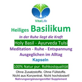 Tulsi Holy Indian Basil Ayurveda Royal Herb 360 (3 x 120) Capsules Meditation Peace Relaxation Balanced in Everyday Life Pure Natural No Additives 26700-3