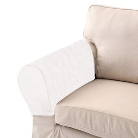 LERTREE Pack of 2 Velvet Soft Sofa Arm Slipcovers Elastic Sofa Armrest Protectors Removable Sofa Arm Covers (Beige)