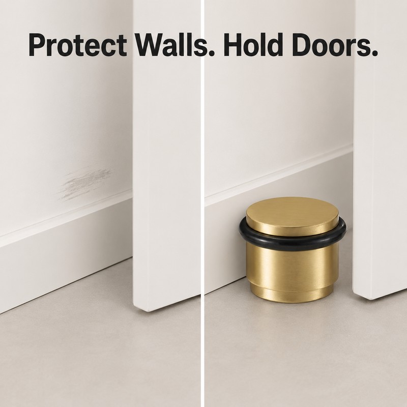 Brass Door Stopper - Matte Gold, Antique Bronze & Nickel