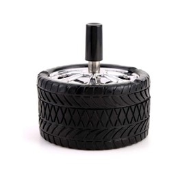 Pressure Ashtray Rotating Windproof Table Ashtray Table Ashtray with Rotating Lid Rotating Ashtray Wind Ashtray Black for Home Office and Outdoor (Pack of 1)