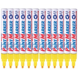 Artline Paint Markers, Industrial Pro Use, For Any Surface, Permanent Yellow, 2.3 mm, 12 Pack (EK-400)