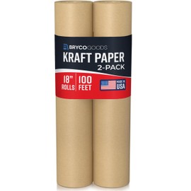 Bryco Goods (Pack of 2) Brown Kraft Packing Paper Rolls - 18" x 100' (1200”) - Moving Supplies, Gift Wrapping, Arts & Crafts, Bulletin Board Paper - Made in The USA