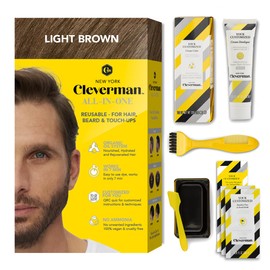 New Cleverman Light Brown Hair & Beard Dye for Men, All-in-One Reusable Kit - Mens Color For Natural-Looking Gray Coverage, Professional-Quality and Ammonia-Free for Hair, Beard & Gray Mustache