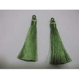 5pcs Olive Green Silky Soft 8cm-9cm Tassels with Hanging Loops for Bookmarks Jewellery Keychains Pendant Decoration Crafts