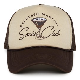 Funky Junque Foam Snapback Trucker Hat - Espresso Martini Social Club - Brown/Beige