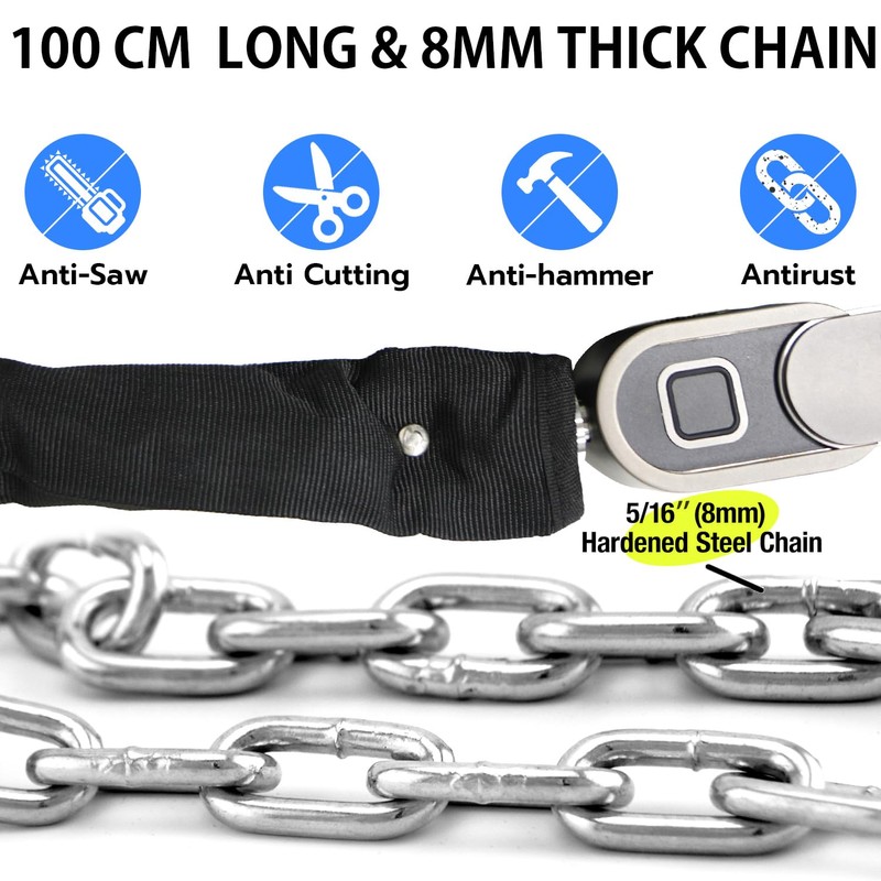 Chain Lock with Key eLinkSmart Waterproof Bicycle 100CM Chain Lock