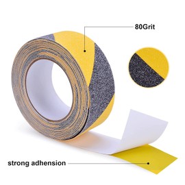 OQingluan Anti Slip Safety Grip Tape for Stairs, 10m*5cm, Non Slip Tape Improving Grip, High Traction Safety Tape, for Indoor and Outdoor Stairs, for Work Safety, Hazard Caution Tape- Black & Yellow
