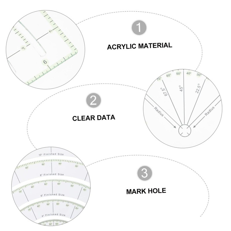 TEHAUX Acrylic Quilting Ruler Durable Patchwork Tailor Ruler for DIY