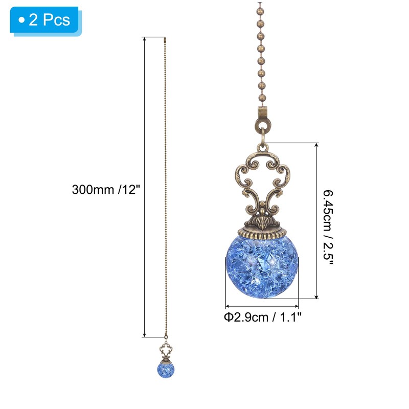 PATIKIL Ceiling Fan Pull Chain, 2 Pack 12" Decorative Ball