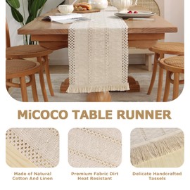 All White Table Runner Boho Table Runner with Tassels 180x30 cm Woven Cheesecloth Table Runner for Bohemian Style Decoration, Daily Home Dining Table Decoration, Wedding Parties (All white, 180X30 CM)
