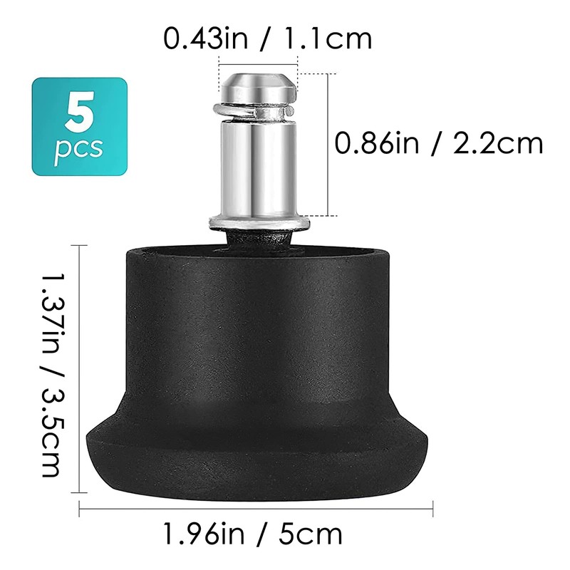 GIOVARA Pack of 5 Glide Castors for Office Chair Wheel