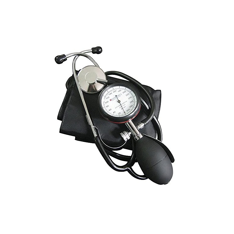 MEDIMETRICS | Kit Baumanometro Integral C/estetoscopio De Lujo (NEGRO)