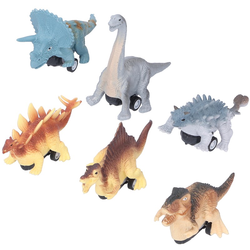 6Pcs Dinosaur Pull Back Car Children Model Simulation Brachiosaurus Tyrannosaurus