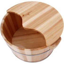Wooden Foot Bath Barrel,Fir Foot Tub with Thickened Ear Design, Ideal for Home, Massage Rooms, Hotels, and Spa