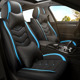 ADERN Car Seat Covers for Toyota Tundra 2000-2024, Premium Nappa Leather Car Seat Cover, Stylish Sport Seat Covers， Automobile Seat Cover Sets.(Luxury 2 Seats/Black Blue)