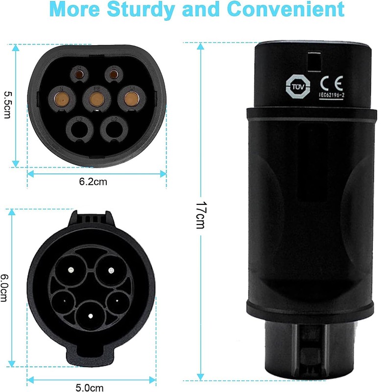 EV Charger Type 1 to Type 2 Adapter,SAE J1772 to