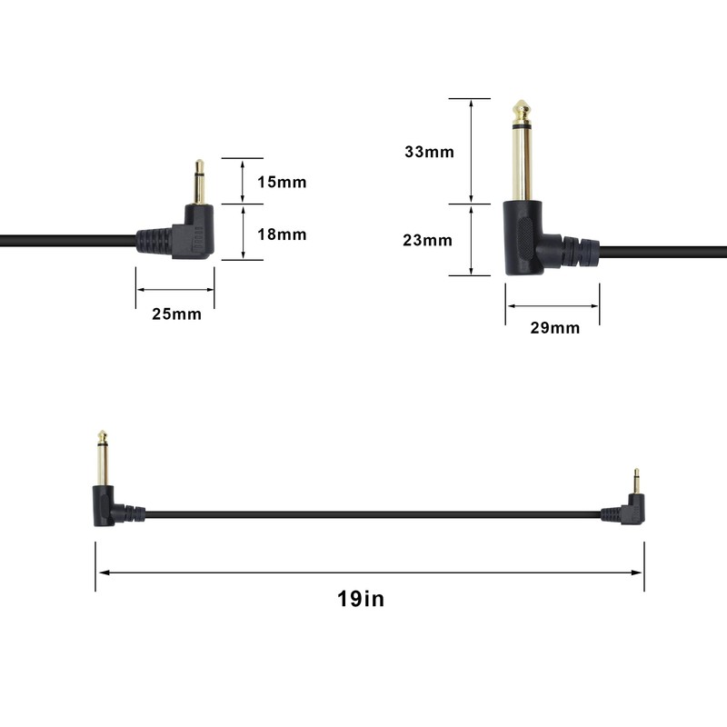 Xilaghy 90 Degree 1/8 TS to 1/4 TS Cable, Right