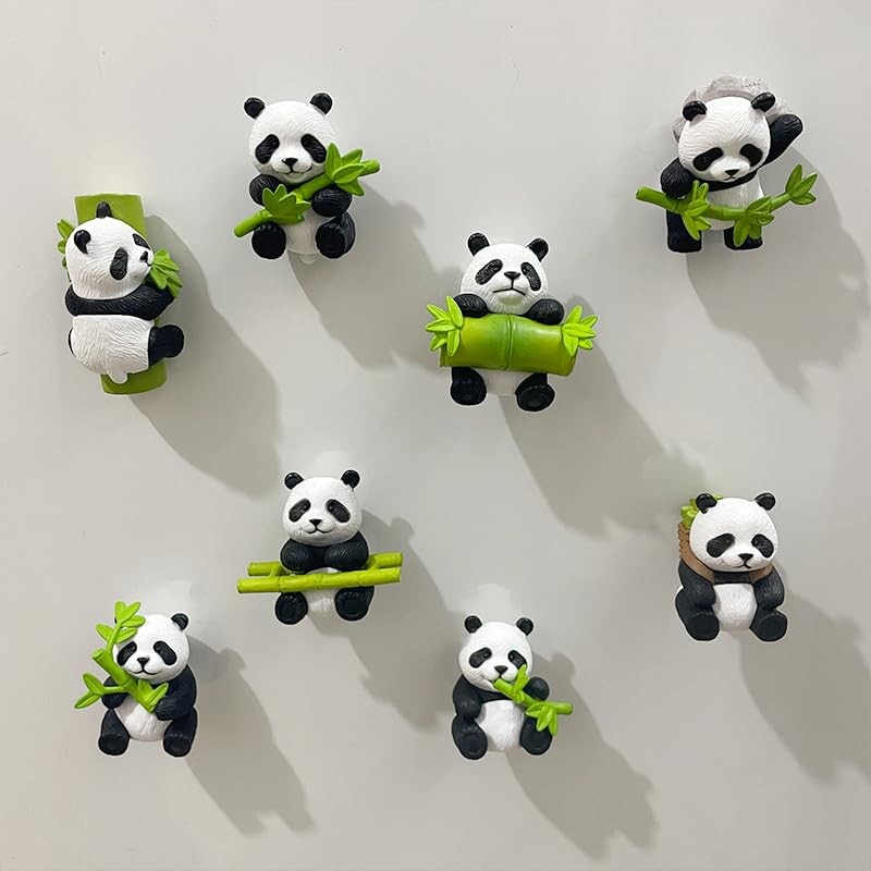 8Pcs Cute Panda Fridge Magnet 3D Simulation Panda Fridge Magnet,