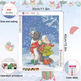 AiYuanzsh Christmas Diamond Painting Kits for Adults, Dog Diamonds Art Paint with Diamonds, 5d Diamond Painting Crystal Rhinestone Diamond Cross Stitch DIY 5D Round Full Drill 12x16 Inch