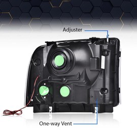 PIT66 LED Strip Headlights, Compatible with 2005-2007 Ford F250 F350 F450 F550 Super Duty/2005 Ford Excursion Clear Lens Chrome Housing Amber Reflector #6C3Z13008AB