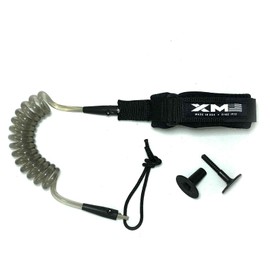 XM SURF MORE Bodyboard Leash - Premium Coiled EZ-FIT Wrist Body Board Leash with Plug - Adjustable Neoprene for Arm Support - Regular Strength Cord (0.270in) - Multiple Color Options - USA Made