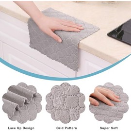 Homaxy Homaxy 12 Pack Kitchen Dish Cloths (10 x 10 Inches, Grey), Super Soft and Absorbent Coral Velvet Dish Towels, Nonstick Oil Fast Drying Microfiber Cleaning Cloth, No Lint Household Dishcloths
