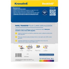 Papel Transfer Para Telas Claras (Paquete Con 10 Hojas Tamaño Carta)