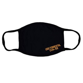 USS Forrestal CVA-59 Adult Black Face Mask 100% Cotton/Washable Reusable/Forrestal Class Aircraft Supercarrier