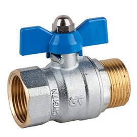 Genebre Brass Ball Valve with Blue Wing Handle - Male Thread / Female Thread - Full Flow - PN 25-1/2 Inch