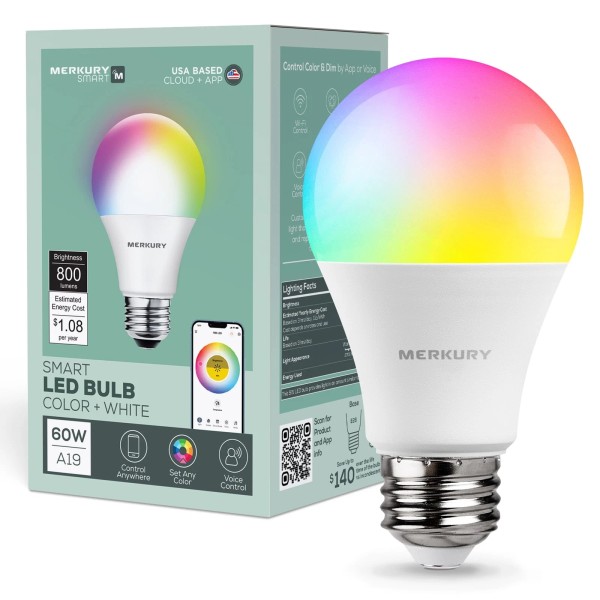 Unbranded Dimmable RGBW Smart Light Bulb Voice Control Energy Efficient