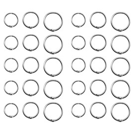 Ieron 30 Pieces Metal Book Rings in 3 Different Sizes, Book Rings for Loose Leaf Folders, for Index Cards, Keychains, Notebooks, Reports, Loose Leaf Paper, Photo Albums