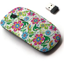 2.4G Wireless Mouse with Cute Pattern Design for All Laptops and Desktops with Nano Receiver - Vivid Colorful Floral
