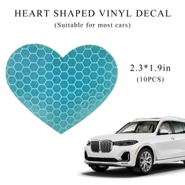 SHMZK 10PCS Vinyl Decal for Cars, High Intensity Reflective Sticker Night Safety Sign Bumper Decals, Waterproof Grid Vinyl Stickers Scratch Cover for Auto Window Laptop (Heart, Green)
