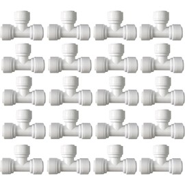 20 pcs Tee 3 Way Tube Quick Connect Push Fit Union tee 1/4 inch OD Push Tube Quick Push to Connect Fittings for Water Purifiers RO Reverse Osmosis Systems.